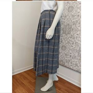Vintage Pendleton Plaid Wool Pleated Midi Skirt